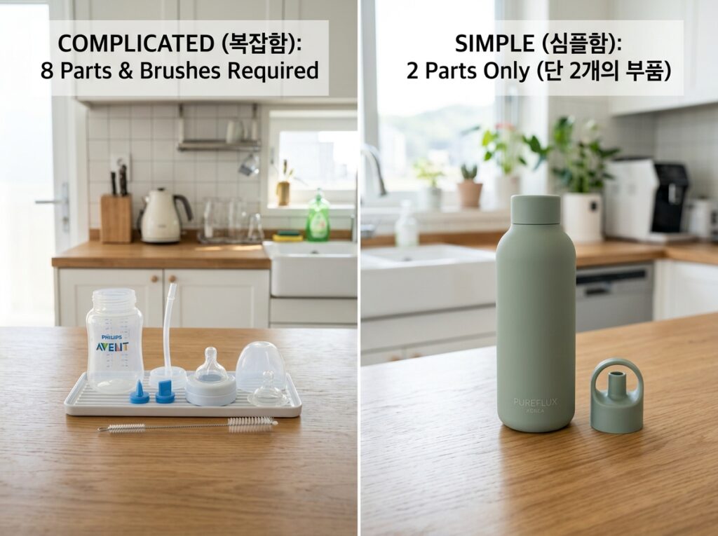 설거지가 간편한 부품 최소화 구조의 어린이집 빨대컵 비교
