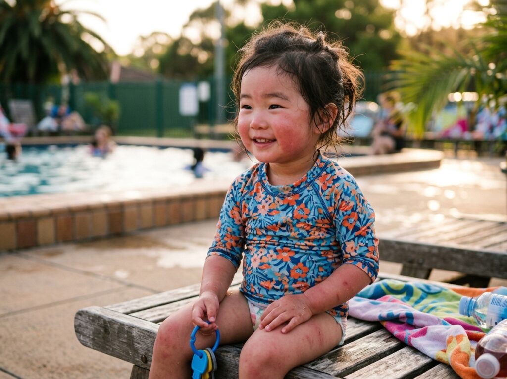 물놀이 후 붉어진 아기 피부 관리, 락스물과 자외선에 의한 피부 트러블 분석