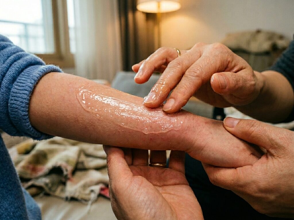물놀이 후 열감이 오른 아기 피부, 일반 수딩젤 사용 시 모공이 막히는 보습의 역설